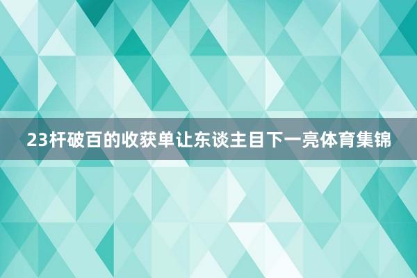 23杆破百的收获单让东谈主目下一亮体育集锦