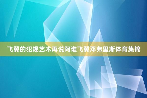 飞翼的犯规艺术再说阿谁飞翼邓弗里斯体育集锦