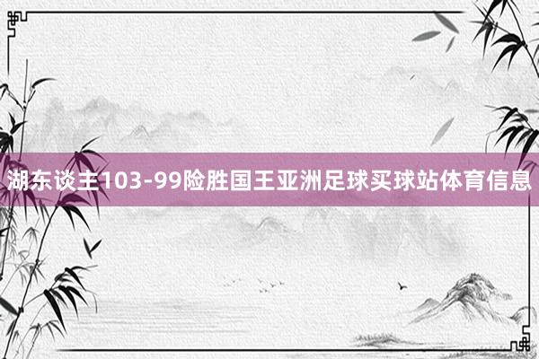 湖东谈主103-99险胜国王亚洲足球买球站体育信息