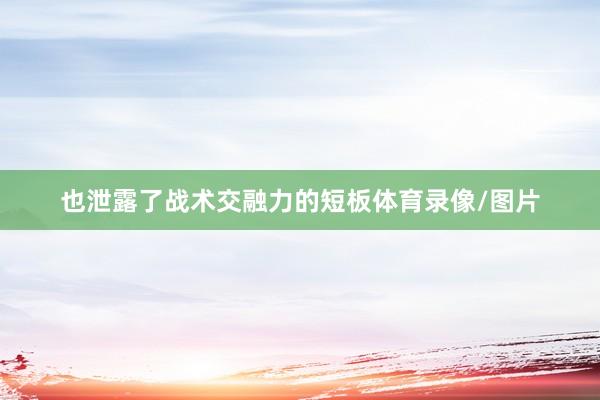 也泄露了战术交融力的短板体育录像/图片
