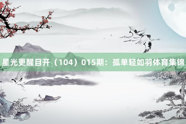 星光更醒目开（104）　　015期：孤单轻如羽体育集锦