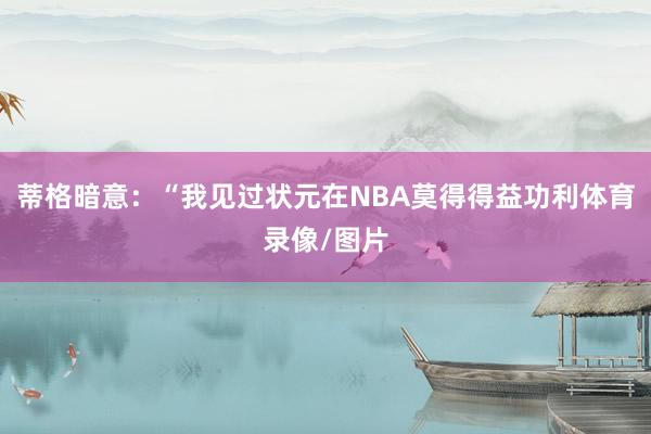 蒂格暗意:“我见过状元在NBA莫得得益功利体育录像/图片