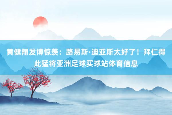 黄健翔发博惊羡：路易斯·迪亚斯太好了！拜仁得此猛将亚洲足球买球站体育信息